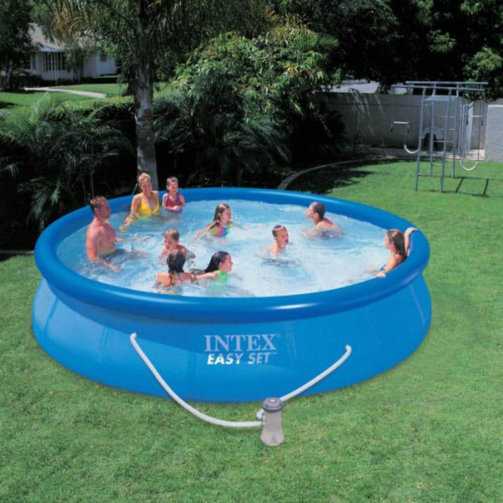 Intex 12 ft. Round 30 in. D Metal Frame Pool with 530 GPH Pool Cartridge Filter Pump 26711EH + 28603EG