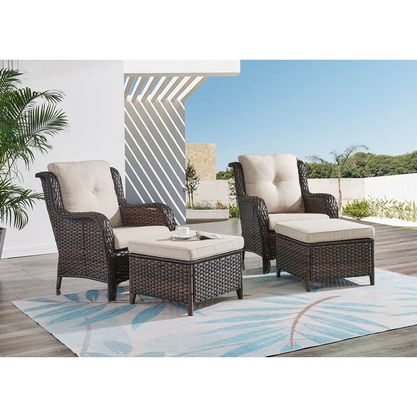 Pocassy 5Piece Patio Furniture Set with Ottomans