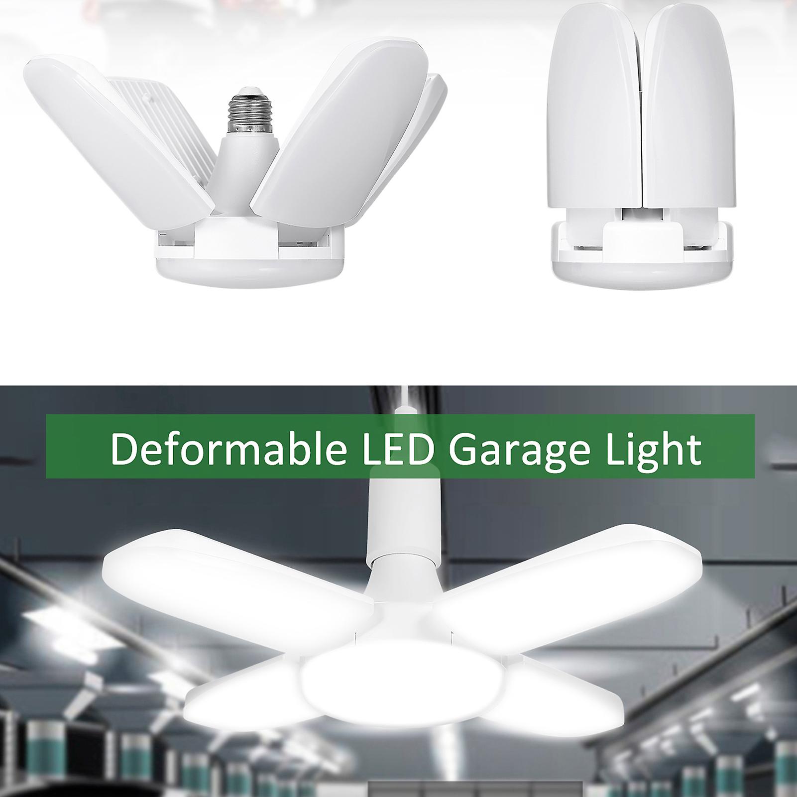 Tomshine Leds Garage Light Ac85-265v 60w Deformable Folding Ceiling Lights With 4 Adjustable Panels 6000-6500k Nature White Light For Garage Warehouse