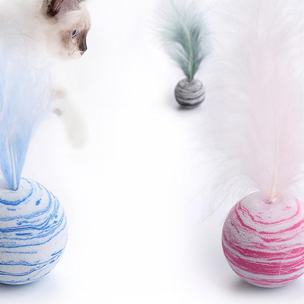 Cat Ball Toy With Feather Interactive Cat Toys Throwing Colorful Eva Balls For Kittens Chasing Hunting Exercising Cats Ball Toys White Duck