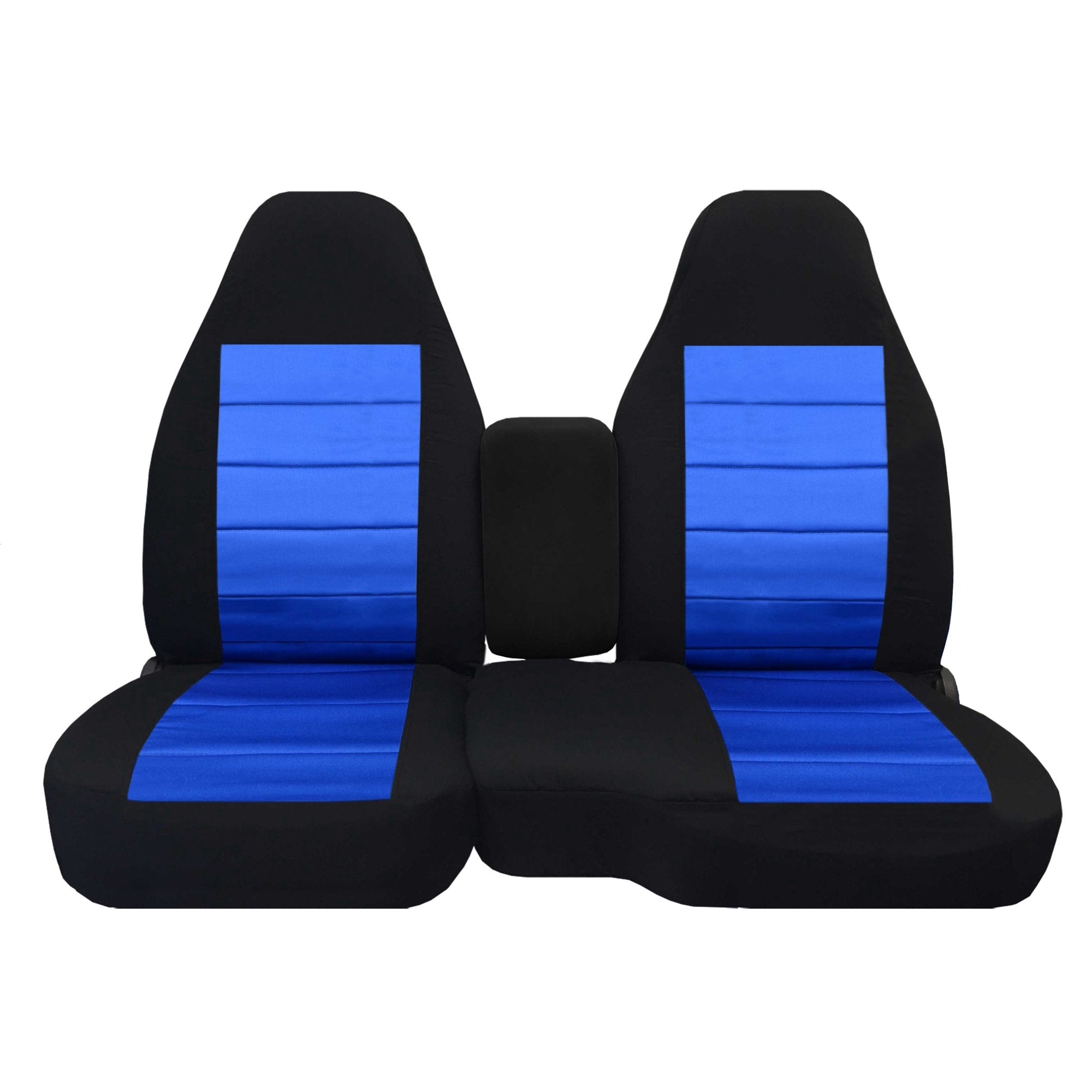 T453-Designcovers Compatible with 1998-2003 Ford Ranger/Mazda B-Series pickup truck Two-Tone Truck Seat Covers (60/40 Split Bench)w Center Console:Without Cup Holders:Black and Blue velour