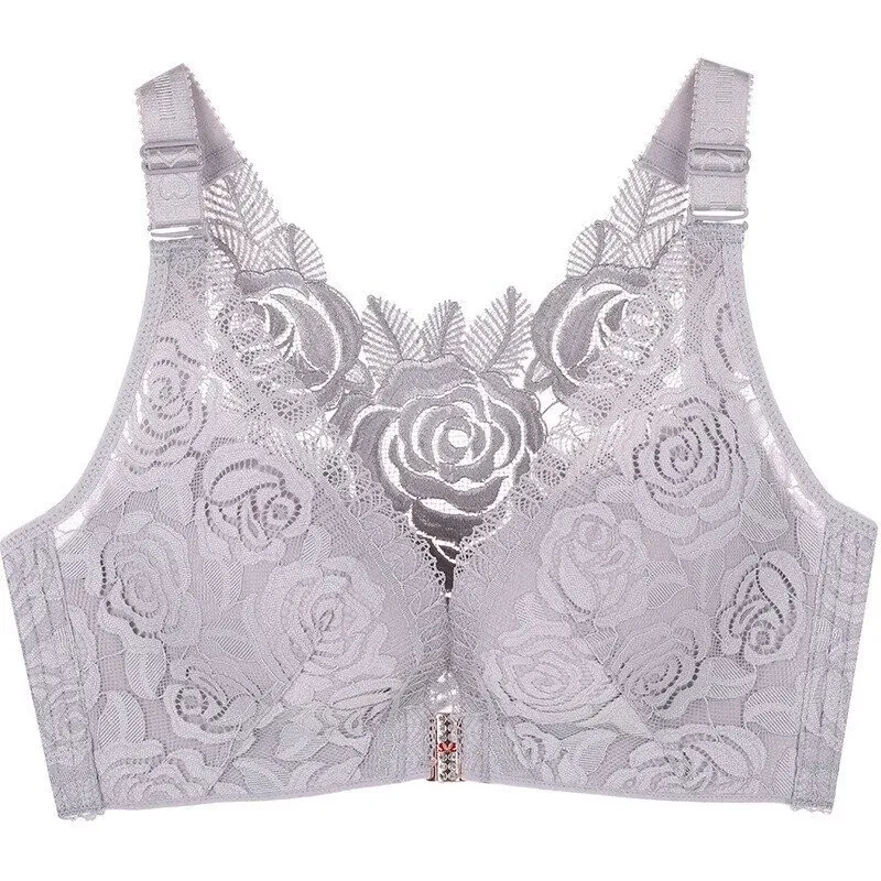 (🔥2022 NEW YEAR PROMOTION🔥) Rose Embroidery Front Closure Wirefr