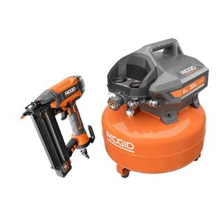 RIDGID 6 Gal. Electric Pancake Air Compressor and 18-Gauge 2-18 in. Brad Nailer OF60150HB-R213BNF