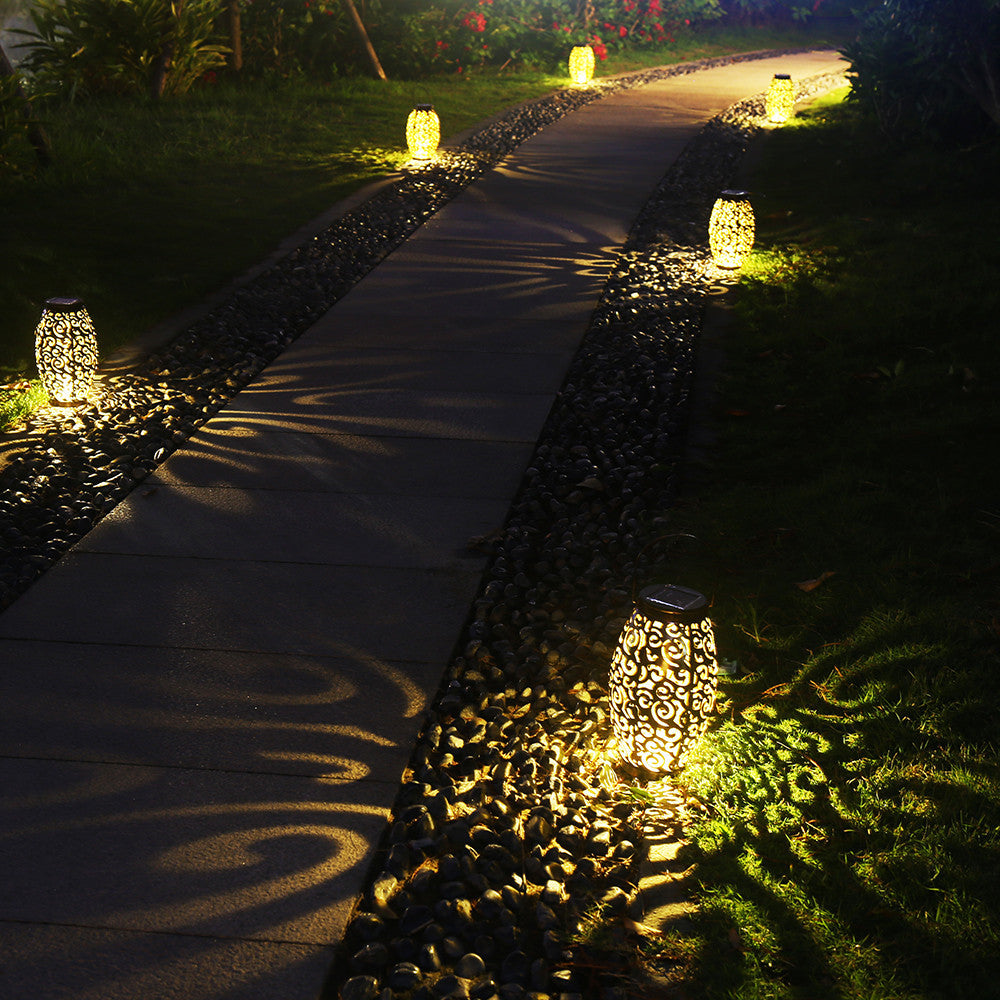 2 Pcs Solar Lantern Garden Decor LED Lights Solar Pathway Chrismas Light Patio Walkway Hanging Solar Lanterns Outdooor Yard Decorative