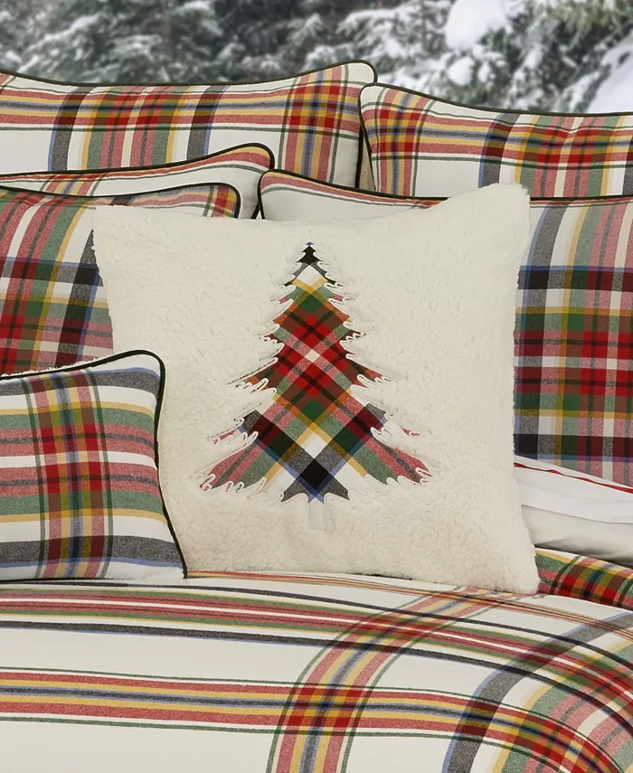 J Queen New York Christopher Plaid Embellished Decorative Pillow， 20