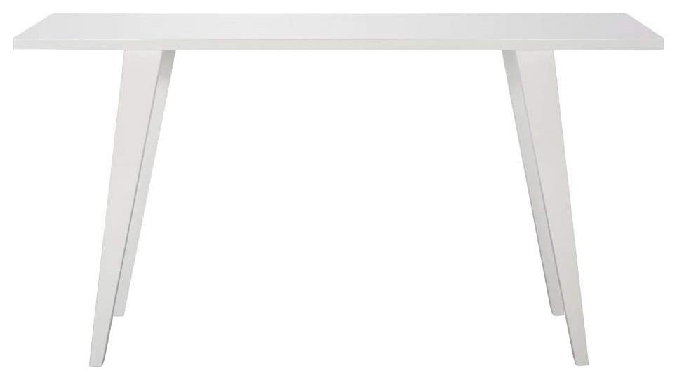 Mid Century Console Table  Sleek Design With Splayed Legs  White Lacquer Finish   Farmhouse   Console Tables   by Declusia  Houzz