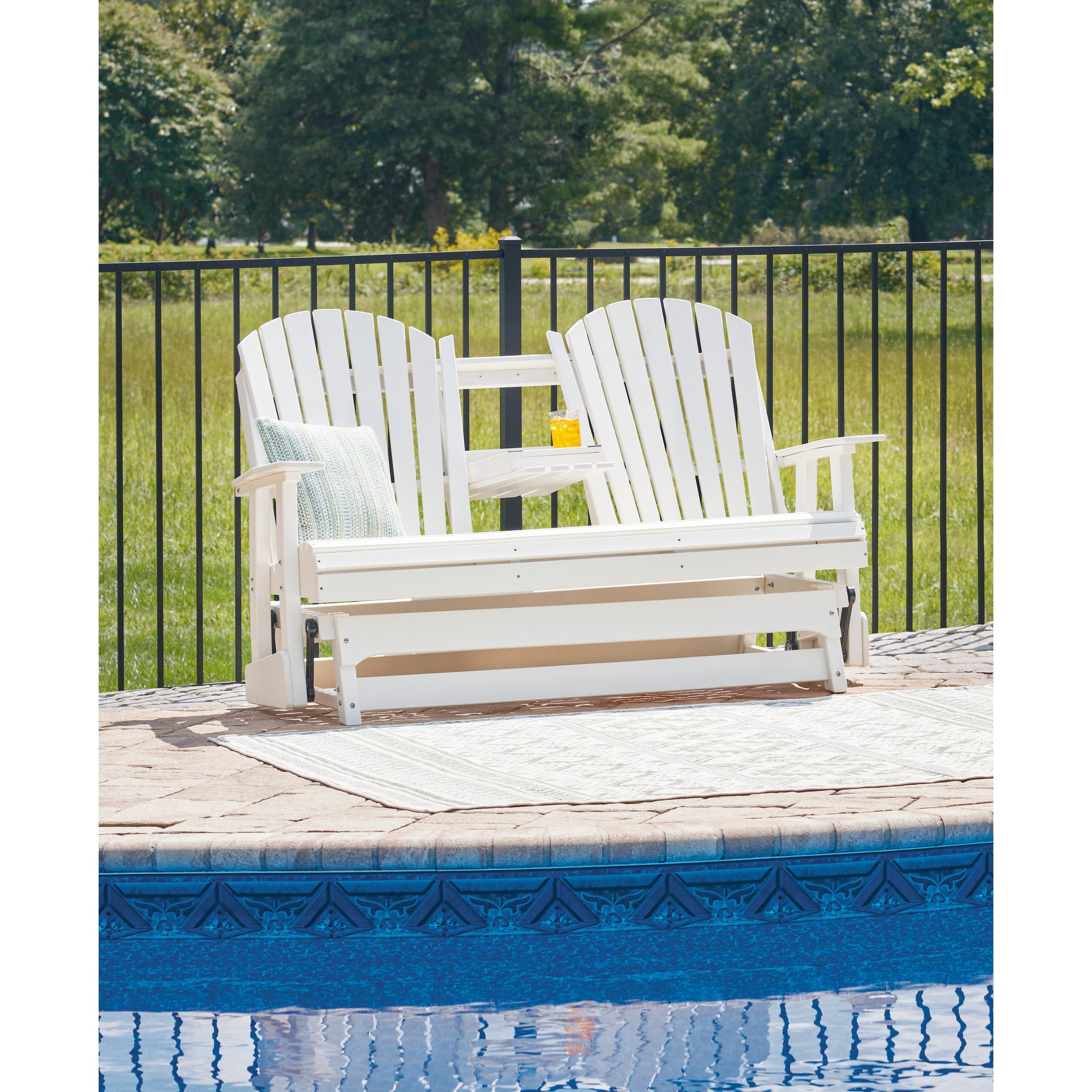 Poly White Outdoor 67 Swivel Glider Loveseat