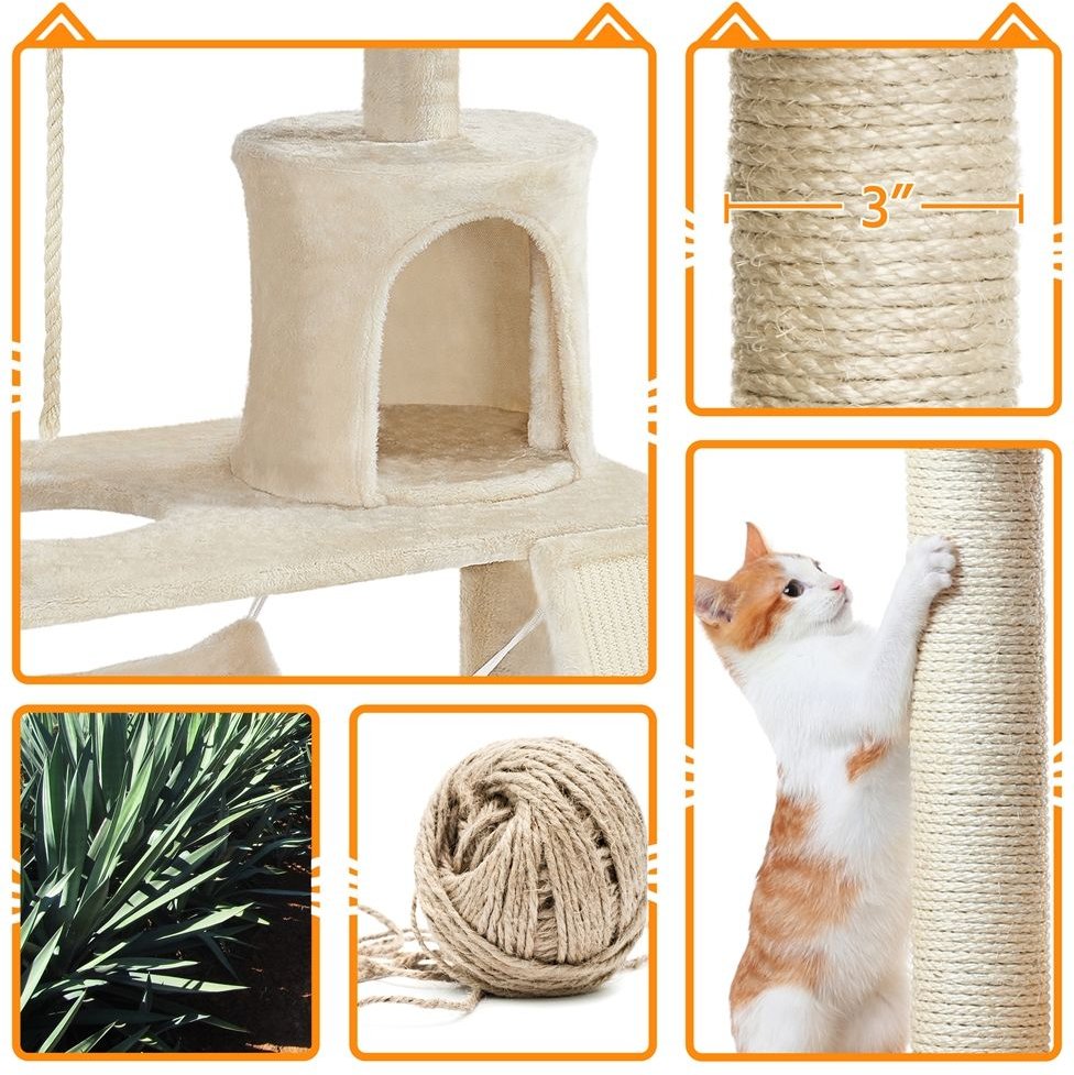 Yaheetech 63.5-in Plush Cat Tree and Condo