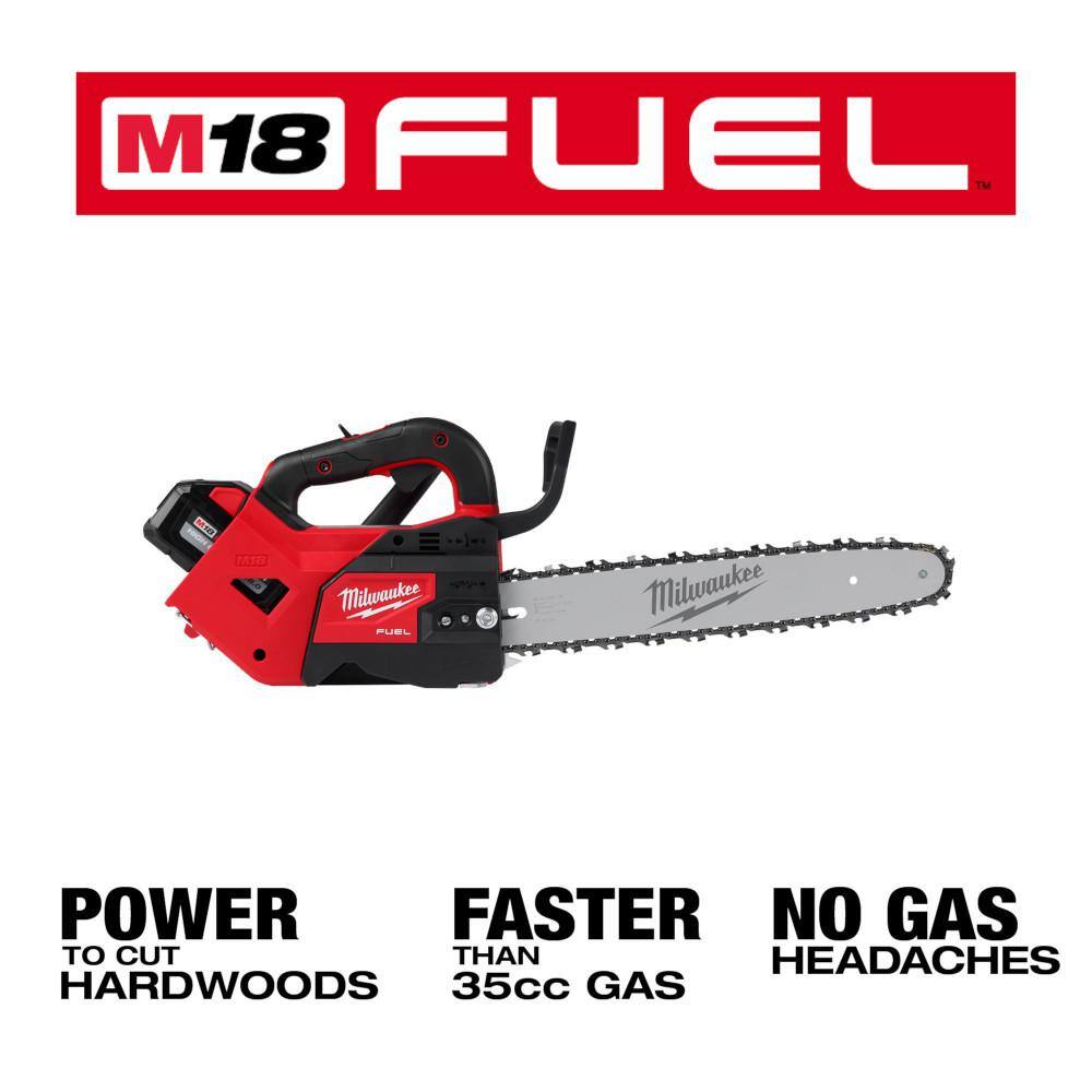 MW M18 FUEL 14 in. 18V Lithium-Ion Brushless Cordless Battery Top Handle Chainsaw Kit with 8.0 Ah Battery  Rapid Charger 2826-21T