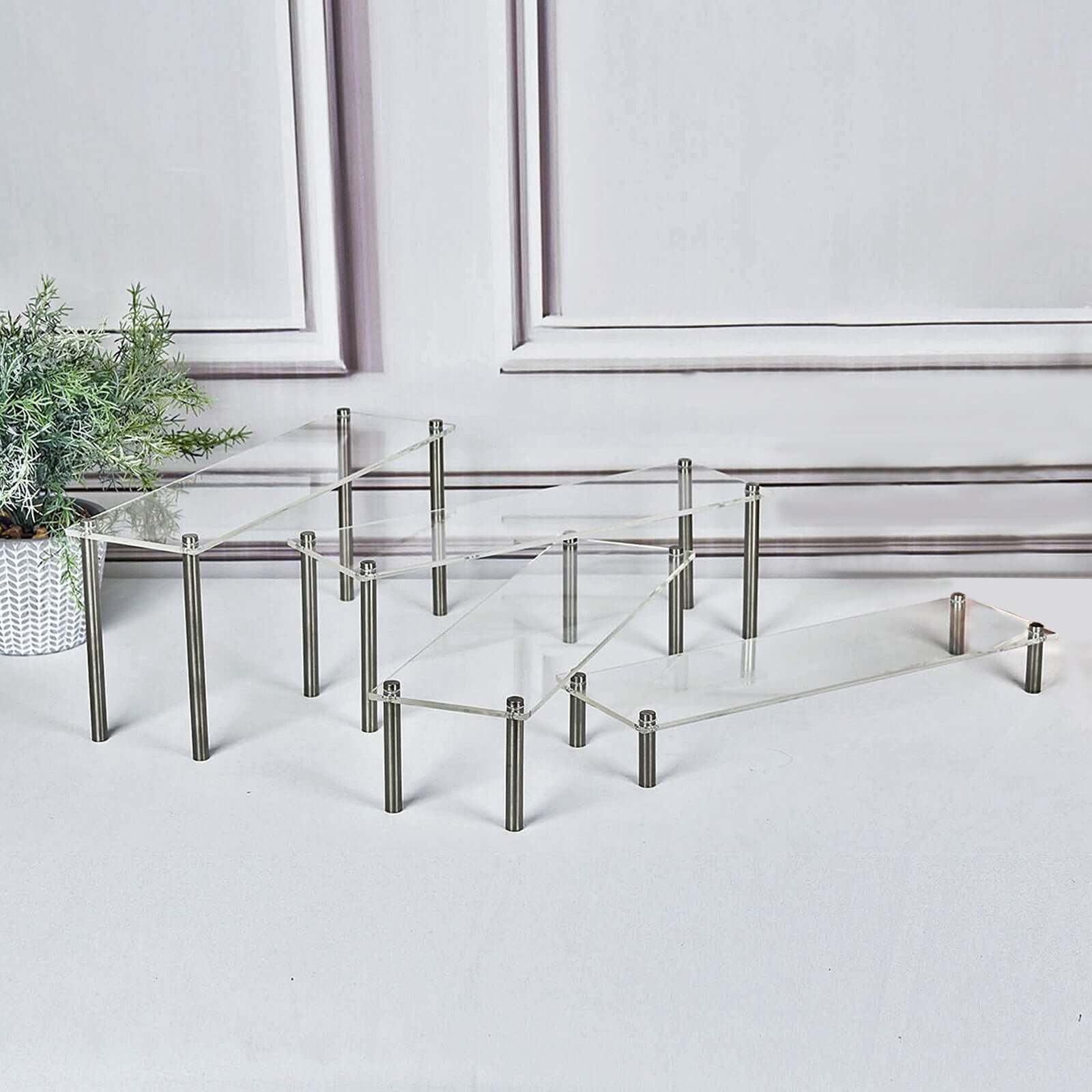 Set of 4 Clear Premium Acrylic Risers Dessert Display, Cupcake Holder Dessert Stand