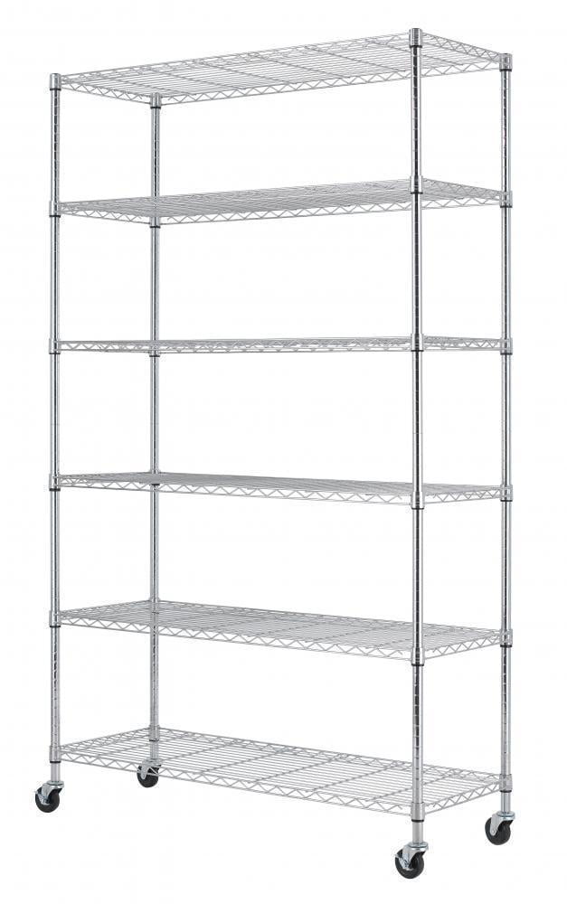 HSS 6-Shelf Freestanding Wire Shelf Unit Chrome 48