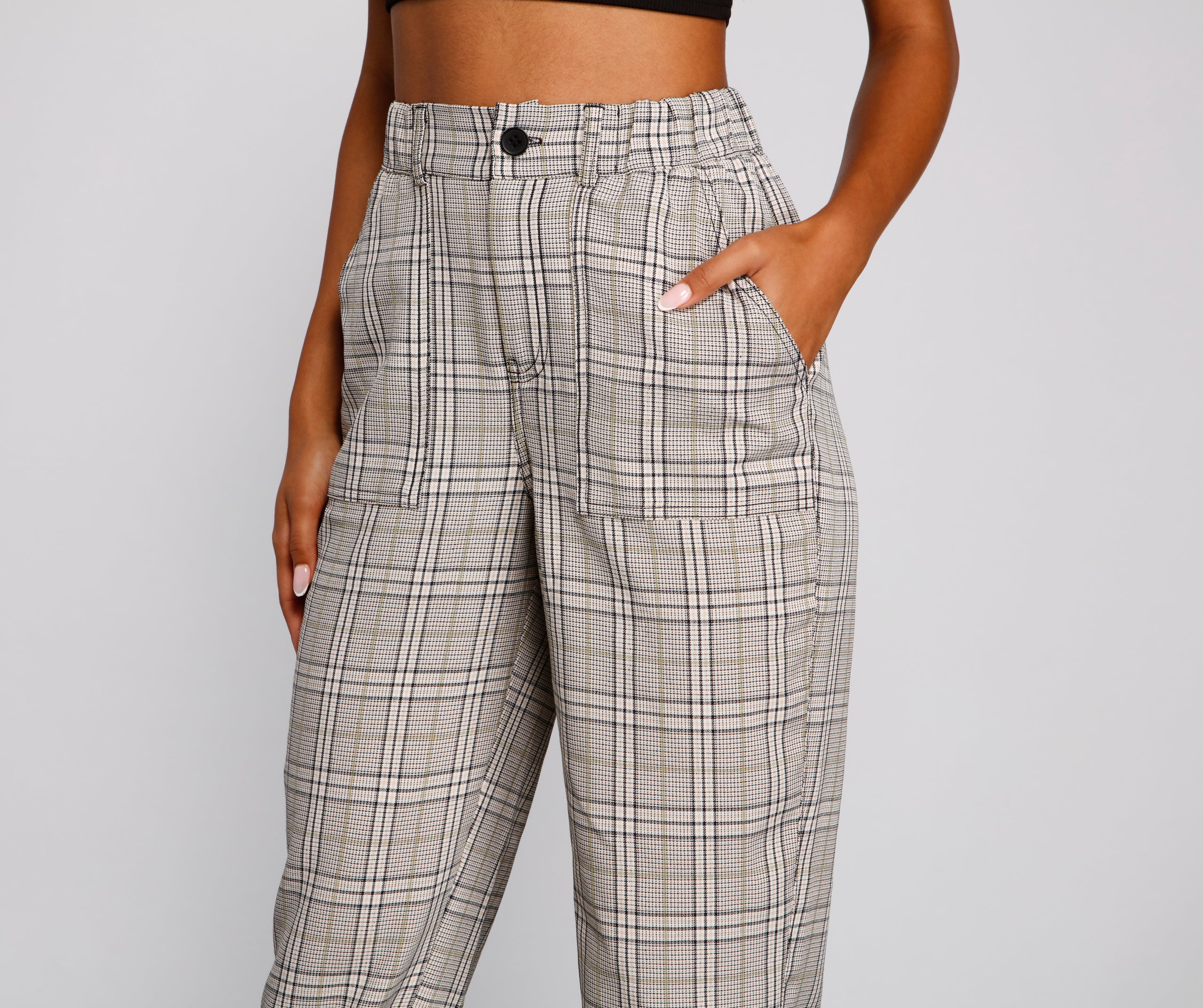 Keeping It Classy High Rise Plaid Jogger