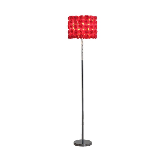 Red Roses In Bloom Acrylic Metal Floor Lamp Ore International