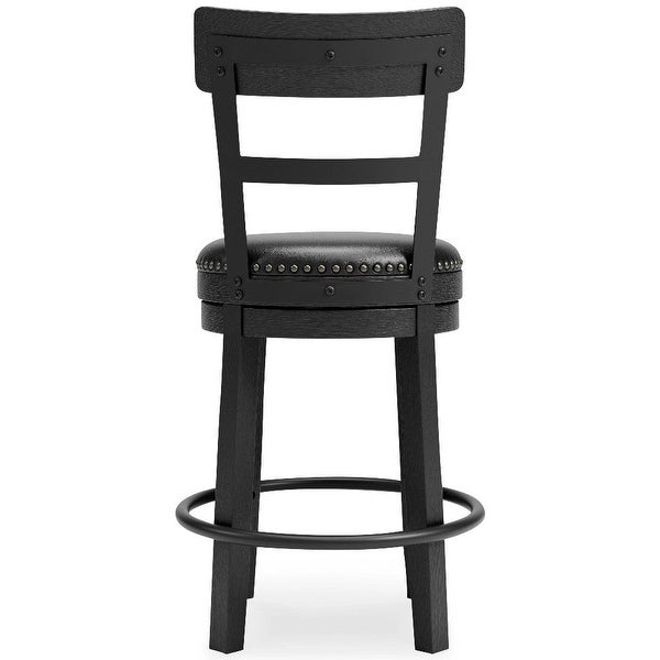 Swivel Barstool with Nailhead Trim and Leatherette Seat， Black - 16.75