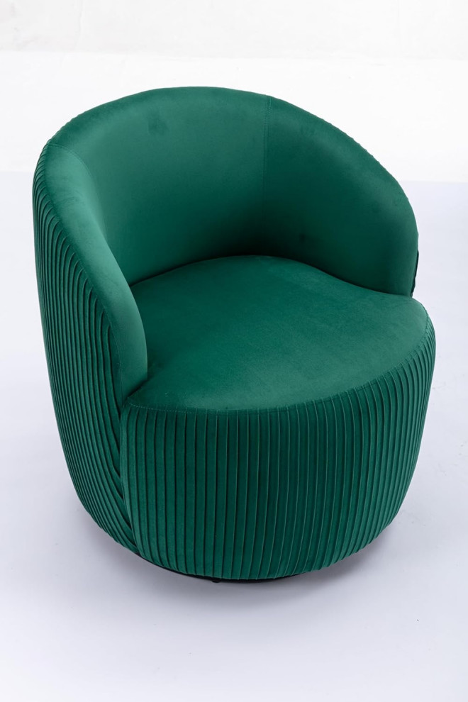 Elegant Accent Chair  Swivel Design With Channel Tufted Exterior  Green Velvet   Modern   Armchairs And Accent Chairs   by Decor Love  Houzz