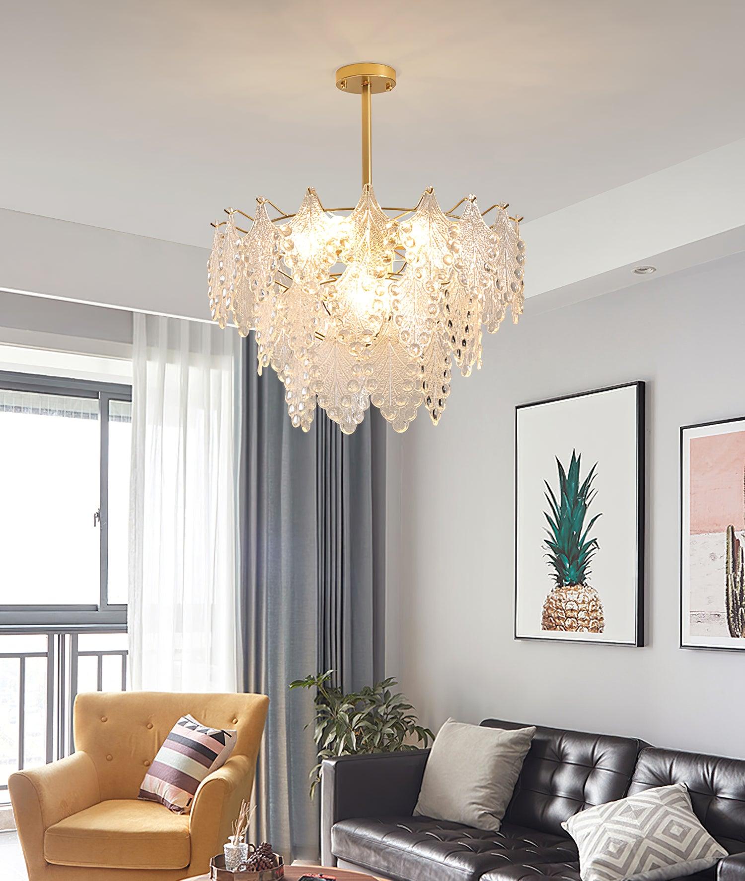 Tiered Carved Glass Chandelier