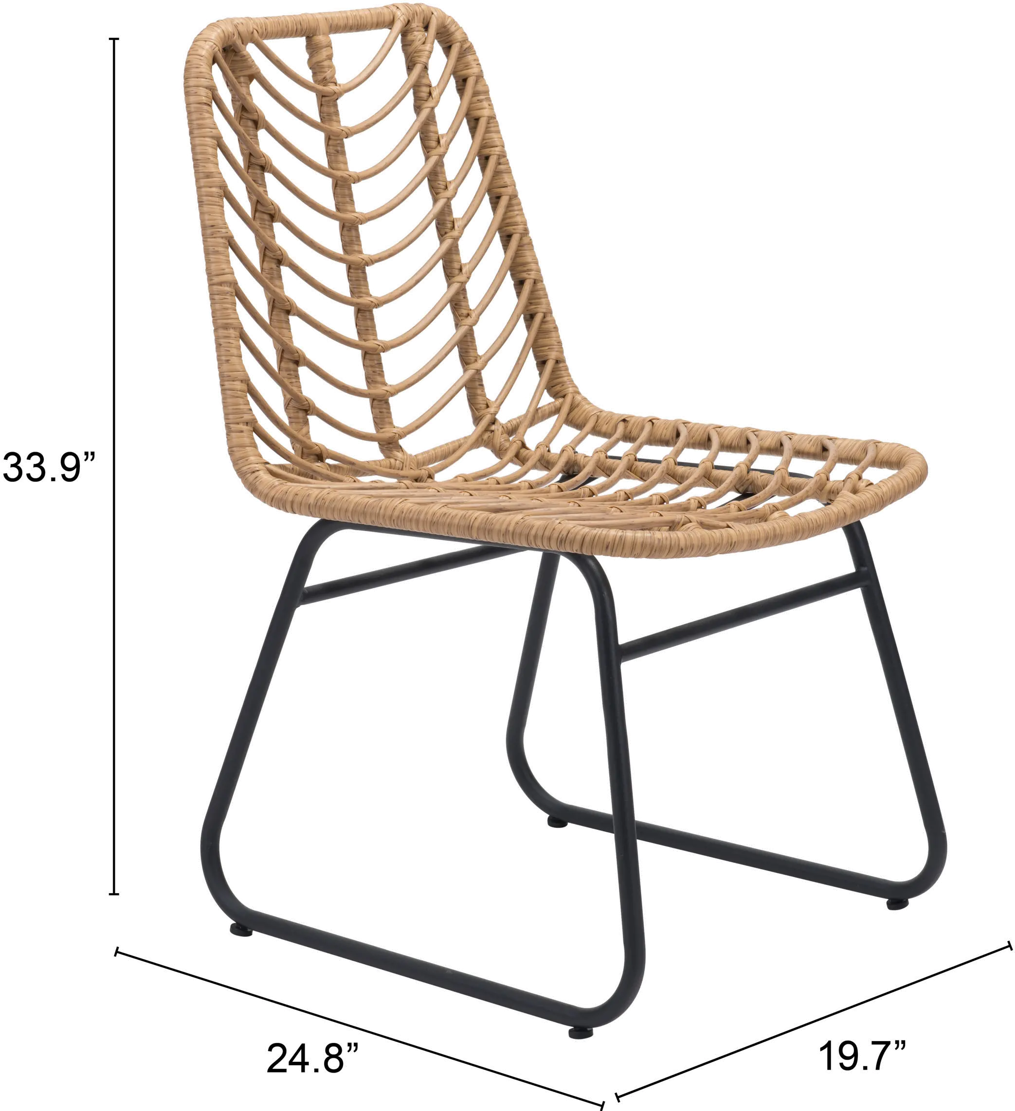 Pair of Modern Natural Patio Dining Chairs - Laporte