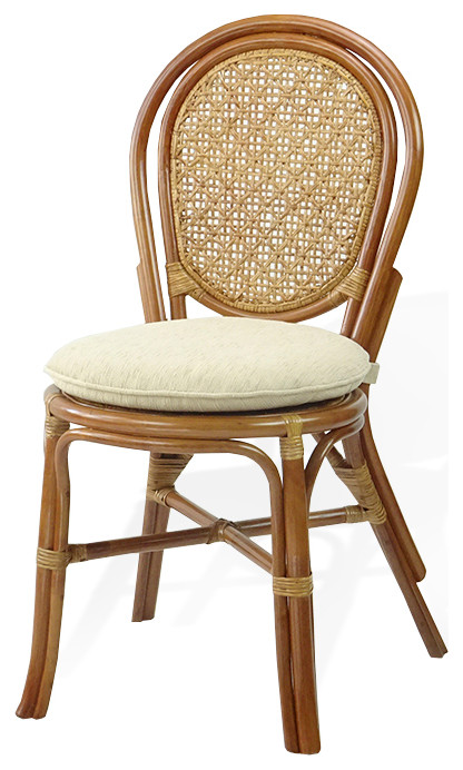 Denver Dining Rattan Wicker Armless Side Chair w/Cream Cushion  Handmade   Tropical   Dining Chairs   by RattanUSA  Houzz