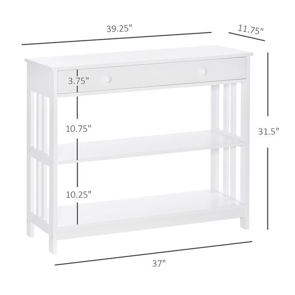 HOMCOM Console Table with Drawers and 2 Shelves Modern Sofa Table for Entryway Living Room Bedroom