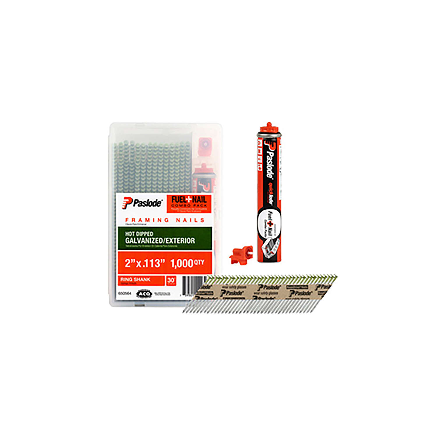 Paslode RounDrive 3 in. Angled Strip Hot-Dip Galvanized Fuel and Nail Kit 30 deg 1000 pk