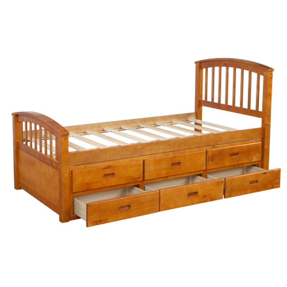 Solid Wood Platform Storage Bed with Drawers