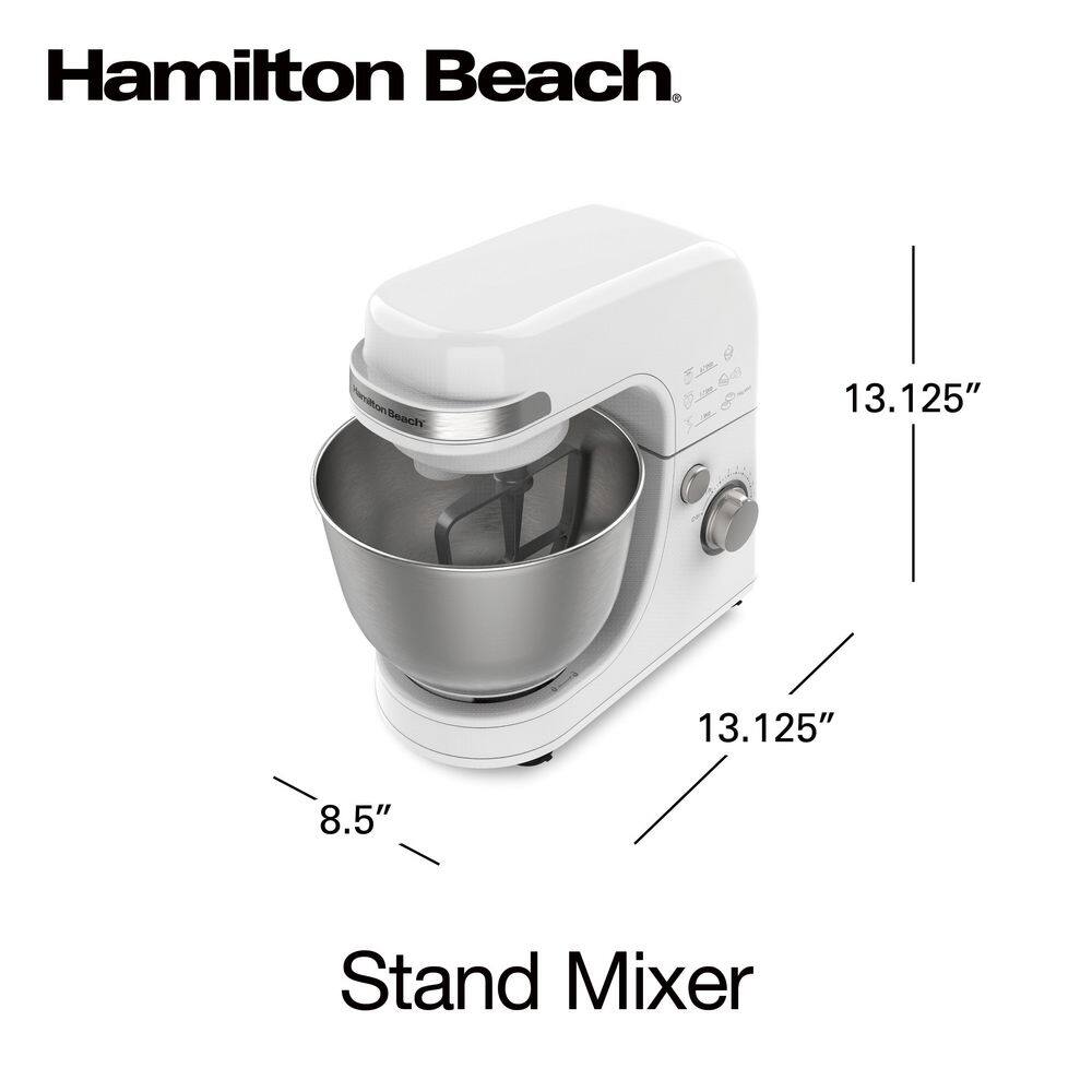 Hamilton Beach 4 Quart 7-Speed White Stand Mixer with Tilt Head 63388