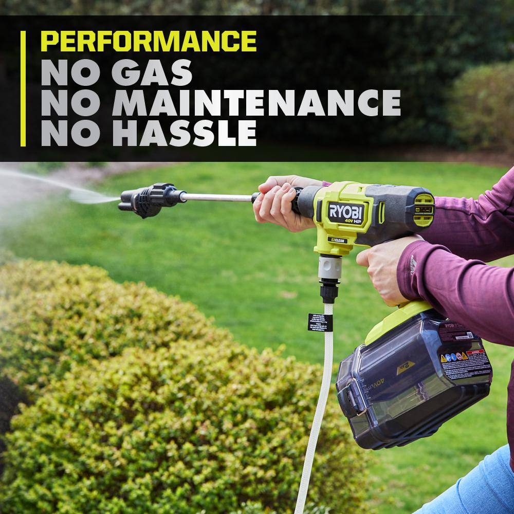 RYOBI 40V HP Brushless EZClean 600 PSI 0.7 GPM Cordless Battery Cold Water Power Cleaner with 2.0 Ah Battery and Charger RY124052K