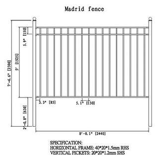 ALEKO Madrid 5 ft. x 8 ft. Black Iron Fence Panel FENCEMAD-HD