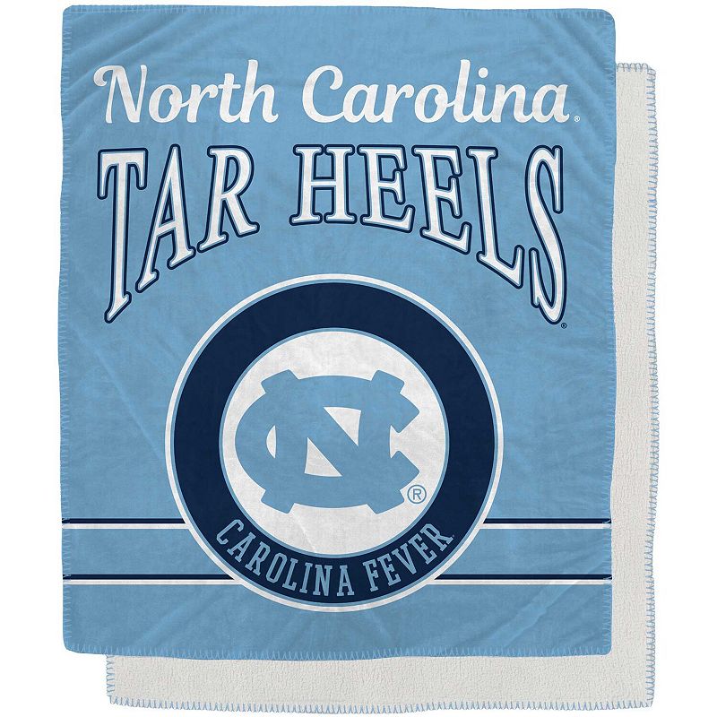 North Carolina Tar Heels 50 x 60 Retro Emblem Flannel Fleece Sherpa Blanket