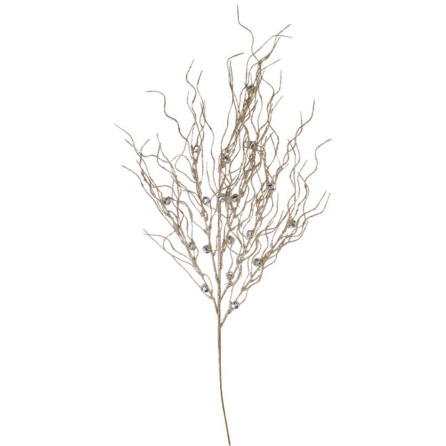 Artificial Silver And Gold Glitter Drenched Christmas Twig Spray