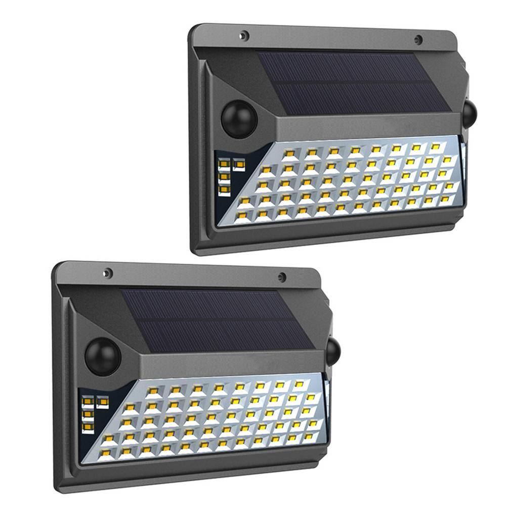 Westinghouse 12-Watt Equivalent Integrated LED Black Dual Motion Sensor Solar Wall Pack Light 1000L (2-Pack) SR73FA02T-08