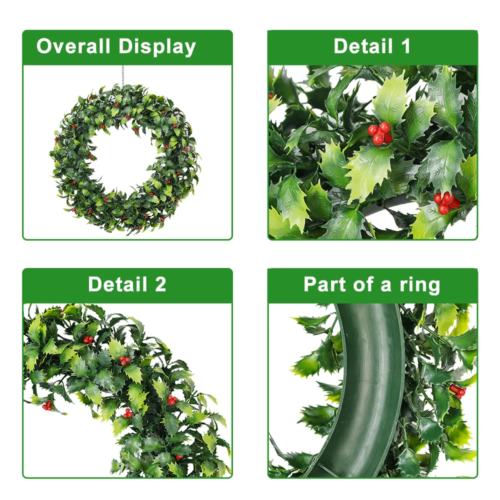 Hh 13 Garden Supplies Door Decorative Christmas Fruit Artificial Green Plant Wreath for Home Decoration Wreath