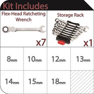 Husky Flex Ratcheting MM Combination Wrench Set (7-Piece) HFRW7PCMM