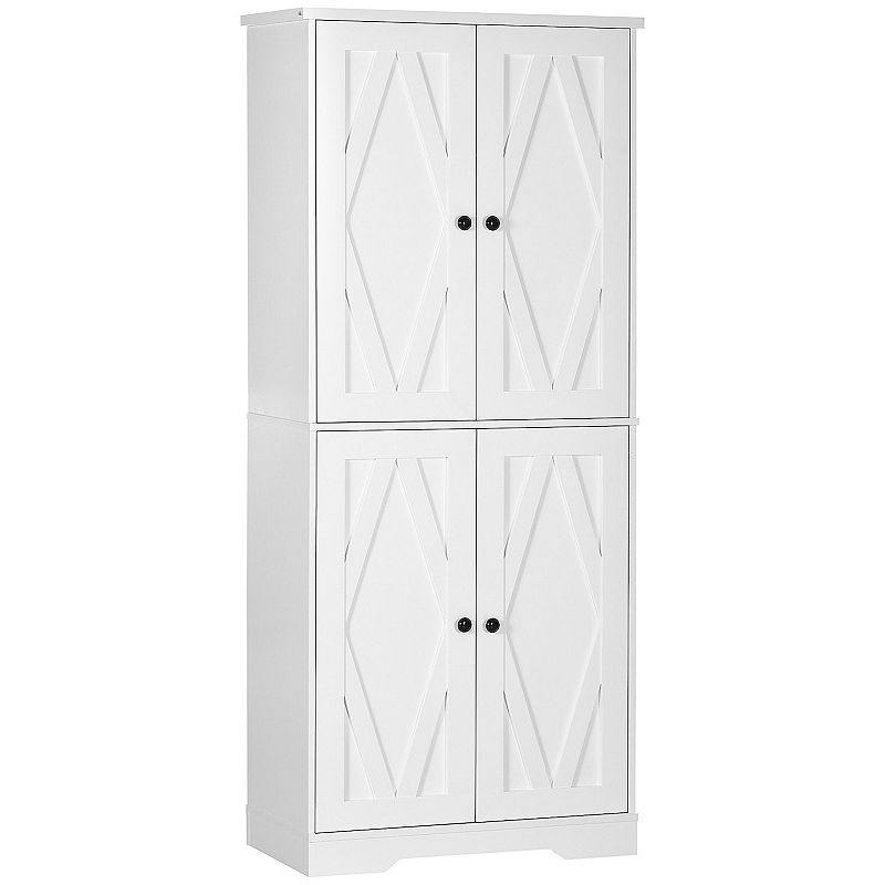 HOMCOM 71 Farmhouse Tall Kitchen Pantry Storage Cabinet， Kitchen Shelf