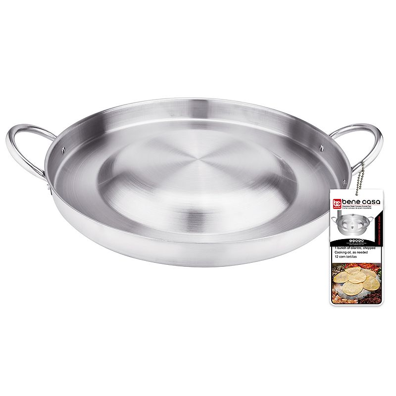 Stainless Steel 22.4-inch Comal Pan for Gas Burner Use， Belly-up