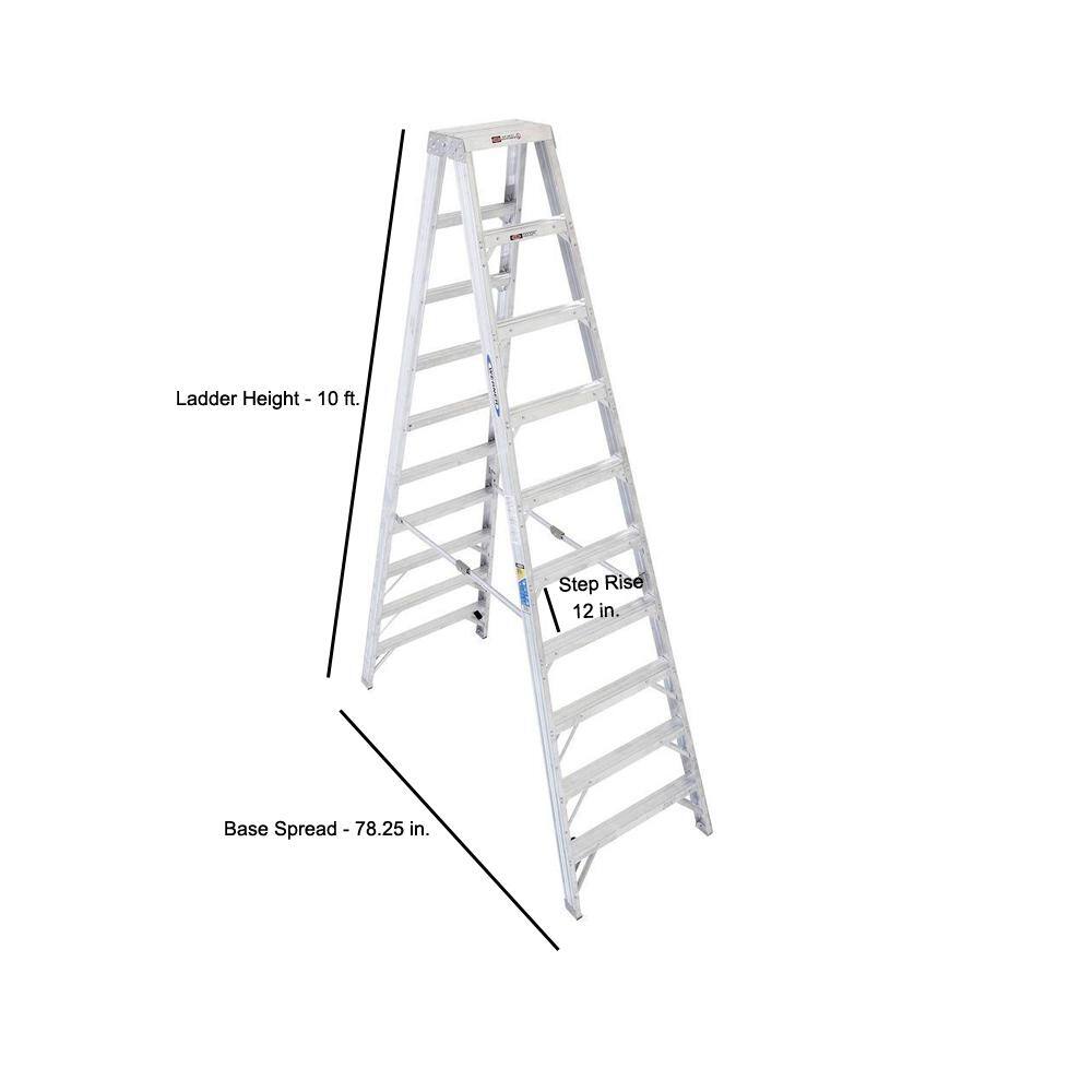 Werner 10 ft. Aluminum Twin Step Ladder with 375 lb. Load Capacity Type IAA Duty Rating T410