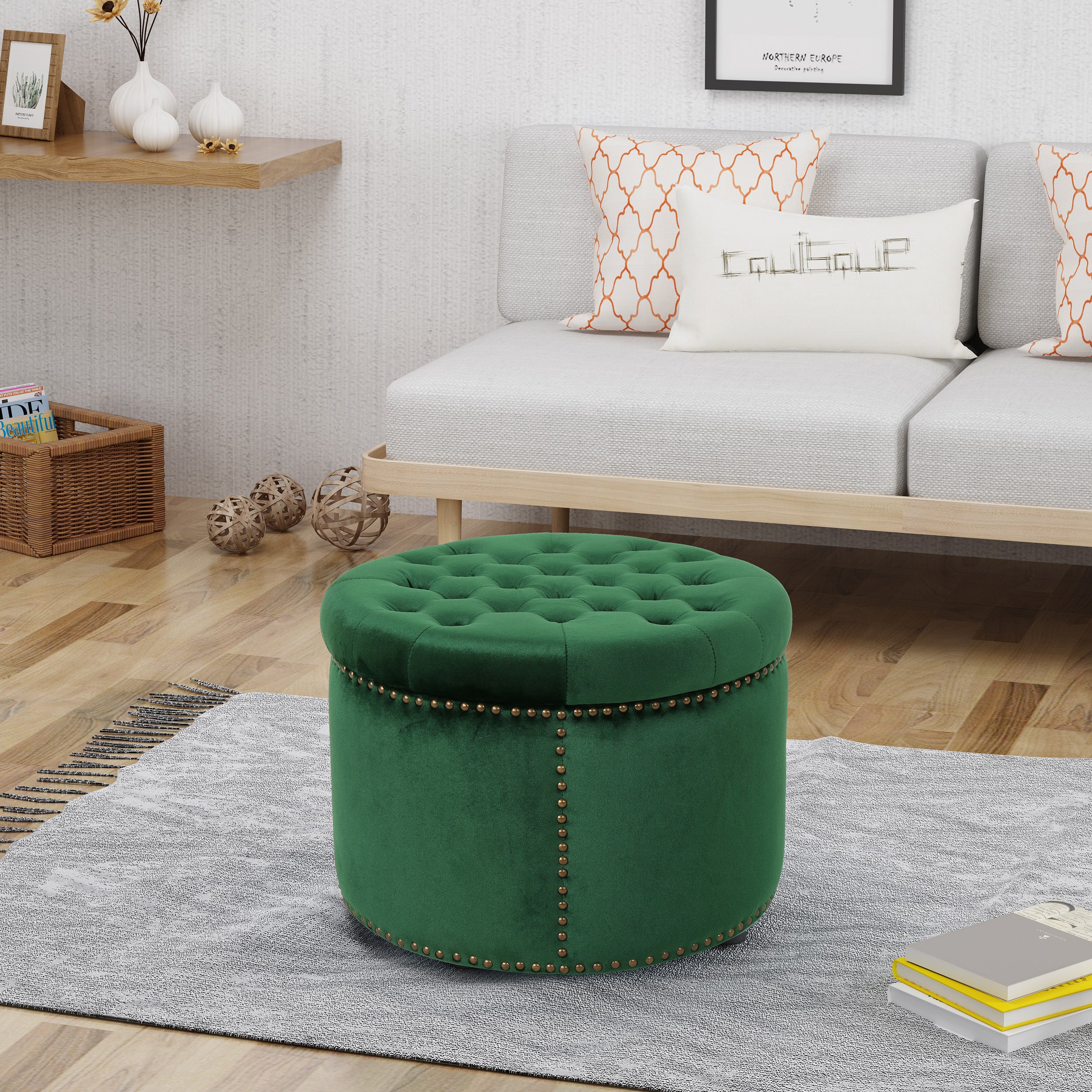 Daralis Glam Velvet Tufted Ottoman