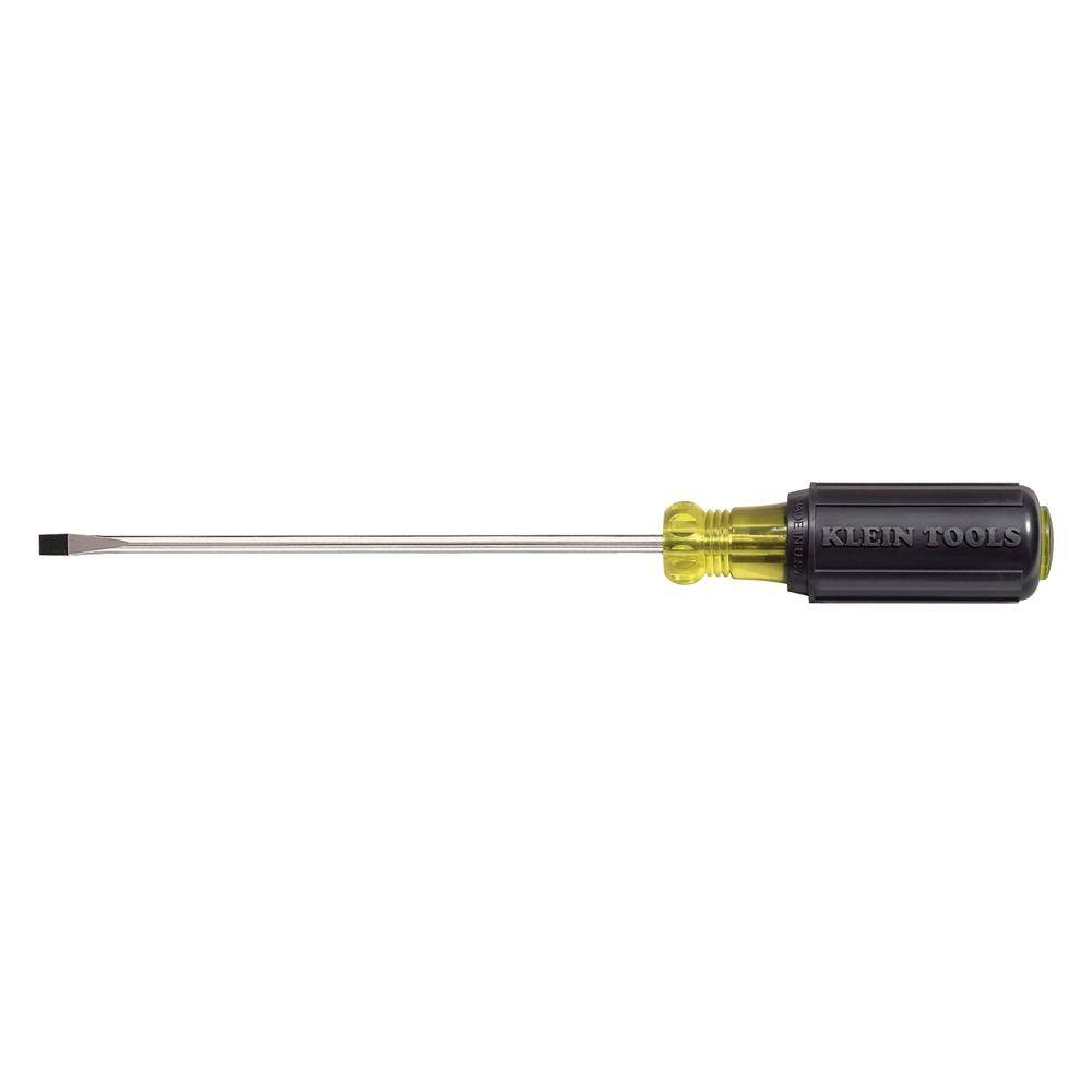 Klein Tools 316 in. Cabinet-Tip Flat Head Screwdriver with 4 in. Round Shank and Cushion Grip Handle 601-4