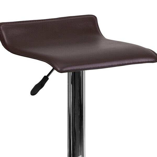 Contemporary Solid Wave Seat Vinyl Adjustable Bar Stool - 15