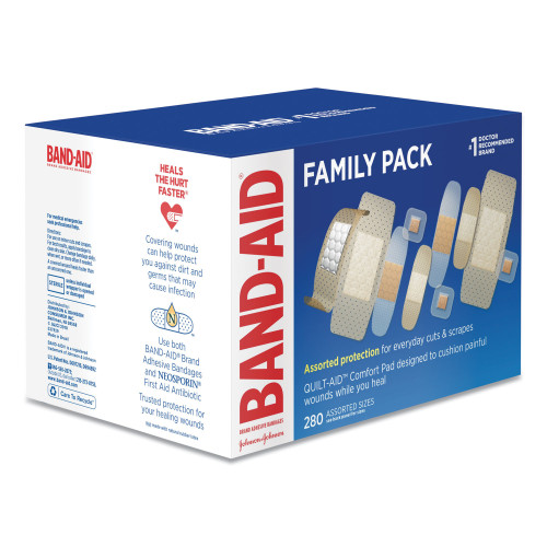 BAND-AID Sheer/Wet Adhesive Bandages， Assorted Sizes， 280/Box (4711)