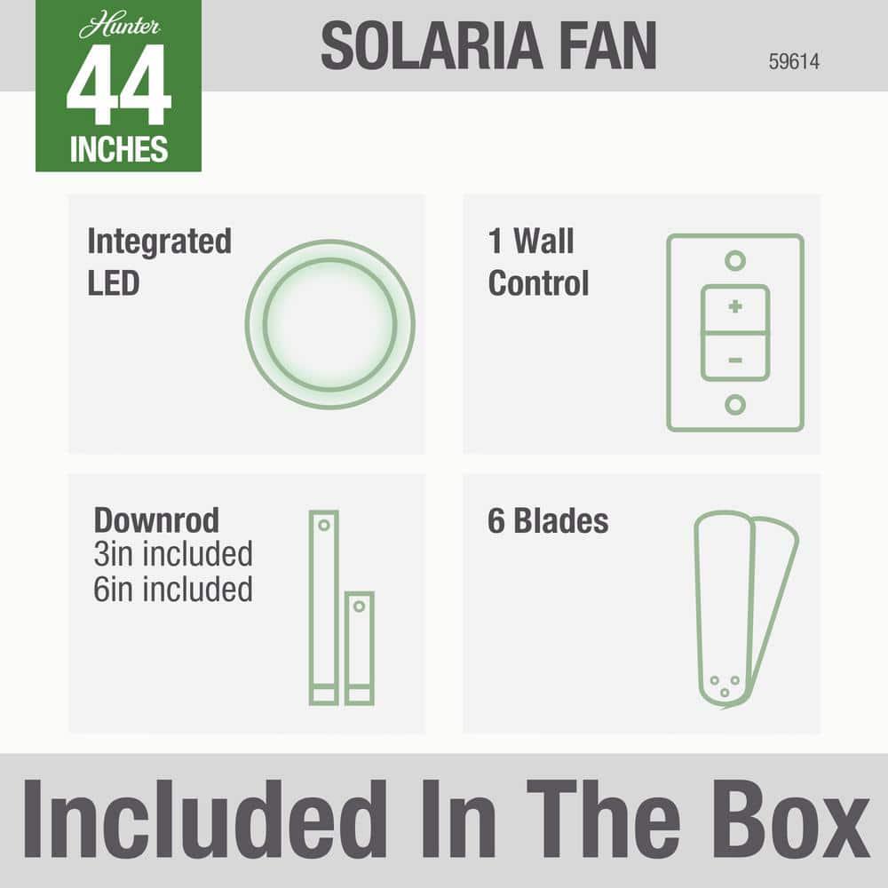 Hunter Solaria 60 in Integrated LED IndoorOutdoor Matte Black Ceiling Fan with Light Kit and Wall Control