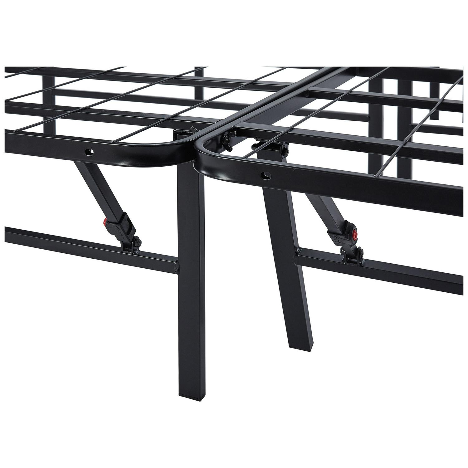 Mainstays 14  High Profile Foldable Steel King Platform Bed Frame Black  Crowdfused