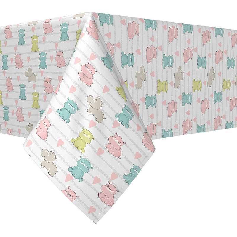 Square Tablecloth， 100% Polyester， 70x70， Pastel Hippos