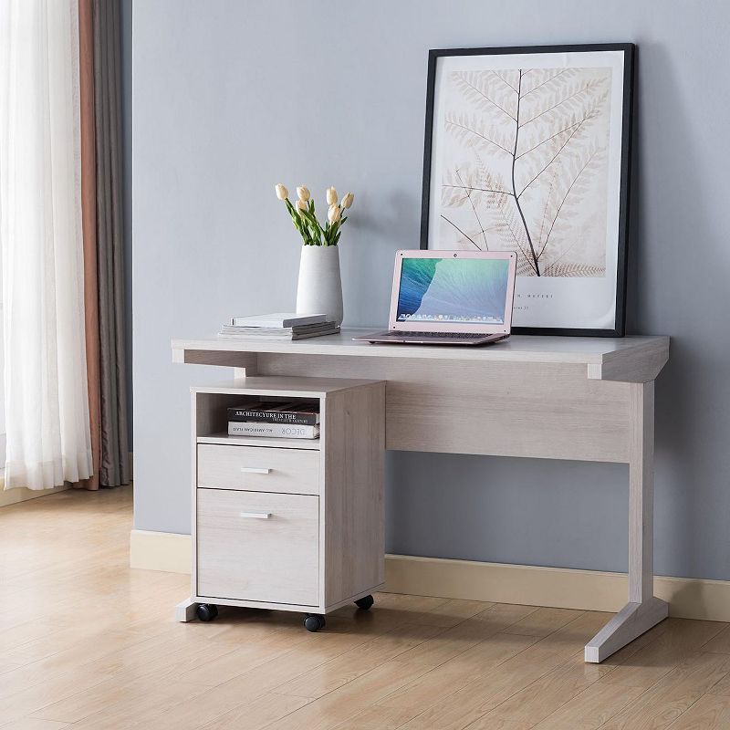 FC Design White Oak Home Office Computer Desk with Spacious Top for Students and Work