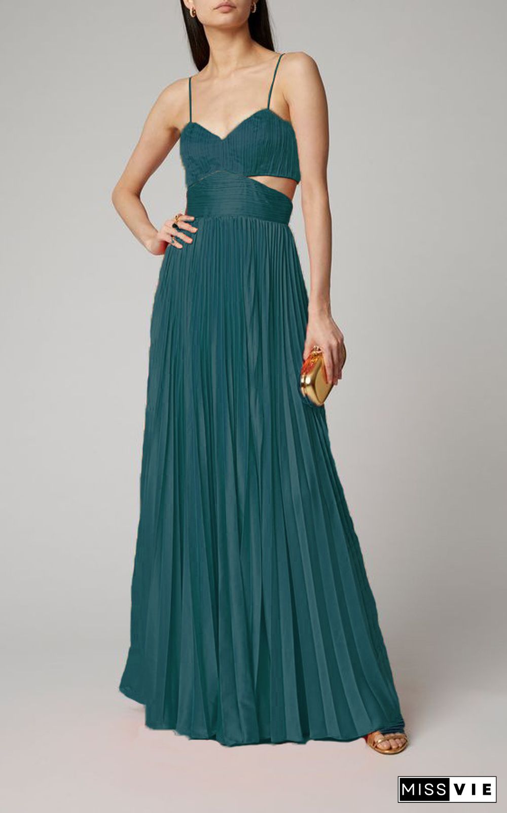 Elegant Backless Cut Out Pleated Party Dresses