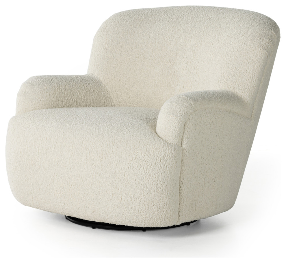 Kadon Swivel Chair  Sheepskin Natural   Transitional   Armchairs And Accent Chairs   by Four Hands  Houzz