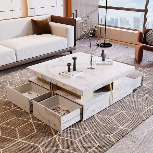 White Square Storage Coffee Table