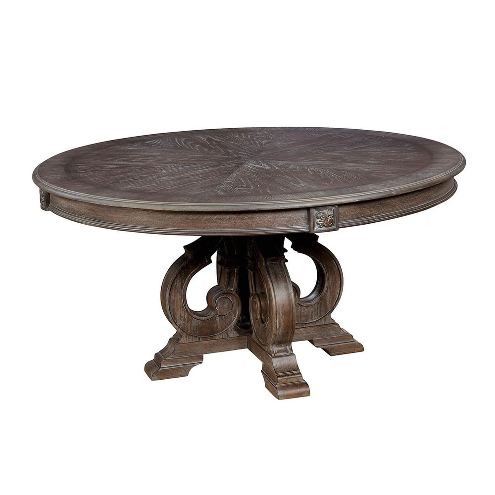 Wood Round Dining Table in Rustic Natural Tone   Rustic Natural Tone