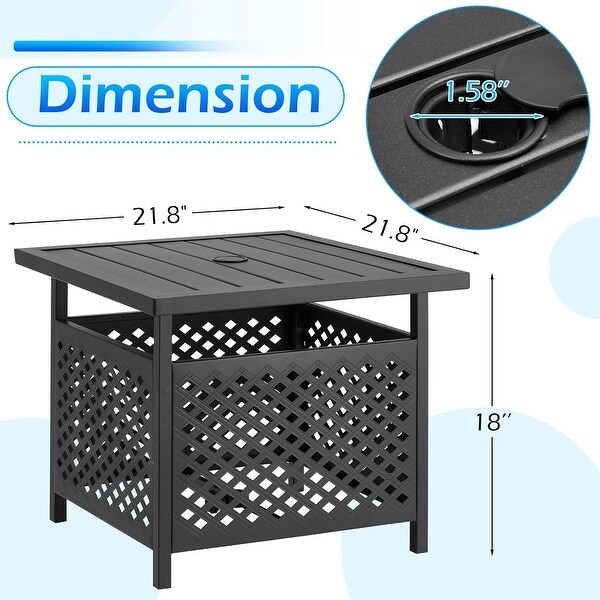 AECOJOY 22'' x 22'' Outdoor Side Table with Umbrella Hole (1.58”)