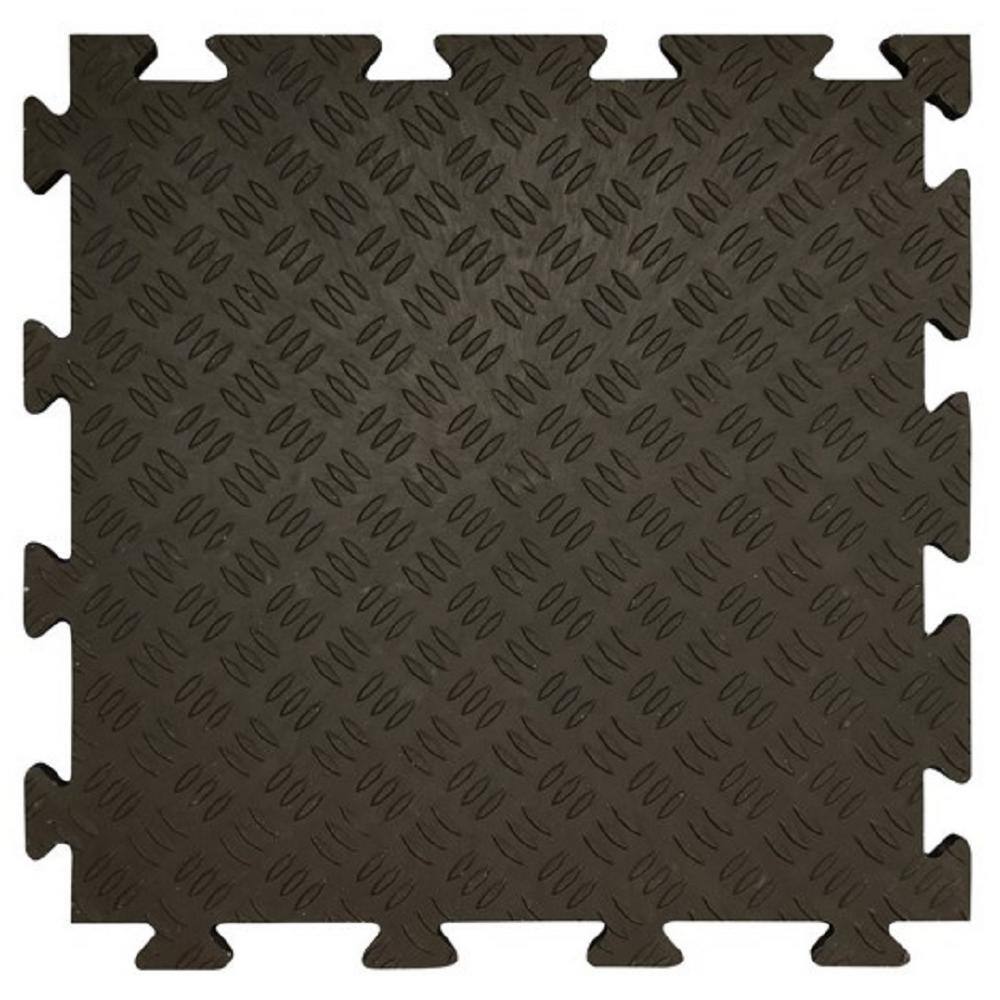 MI Fit Black 18.5 in W x 18.5 in. L Sentry Interlocking PVC garage tiles (Approximately 36 sq. ft.) TREDLOK0BK